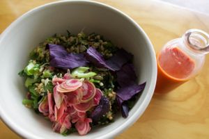 Breakfast Greens with Fermented Hot Sauce. at Pickle In The Middle in Unley