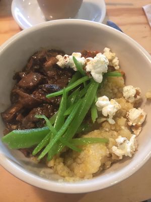 vegan mushroom & grits at Pickle In The Middle in Unley