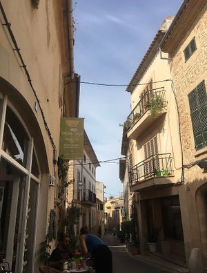 Up a pretty, winding Spanish street at Verdeteja in Mallorca