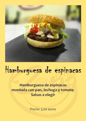 Hamburguesa de espinacas at Zona Verde in Salamanca