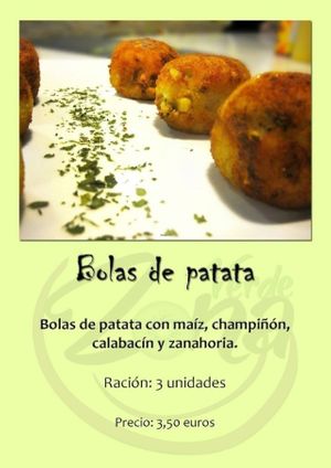 Bombas de patata rellenas at Zona Verde in Salamanca