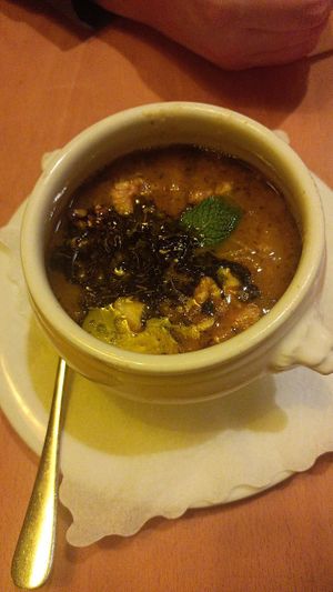 100 Auberginen Linsensuppe at Arche Nova in Frankfurt