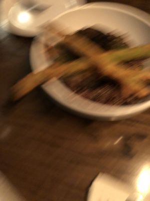 Sorry this is blurry, I swear I wasn’t that drunk - this was the portobello mushroom with quinoa and tempura asparagus at Pet Shop in Jersey City