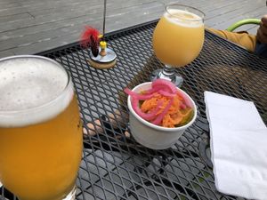 The pickles. Also yummy coleslaw . at The Thirsty Pig in Portland