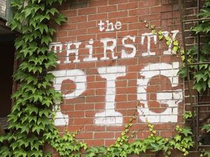 The sign. at The Thirsty Pig in Portland