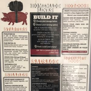 menu top at The Thirsty Pig in Portland