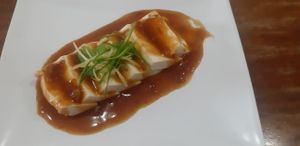 Steam Tofu with yellow sauce bean at Mai3 Veggie Kitchen - Raya Tuban in Kuta