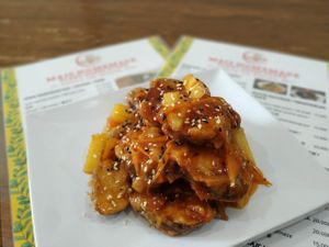 Eggplant Sweet and Sour with pineapple sauce at Mai3 Veggie Kitchen - Raya Tuban in Kuta