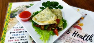 Vegan Quesadilla w sauce mongolian at Mai3 Veggie Kitchen - Raya Tuban in Kuta