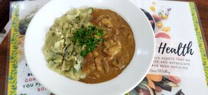 Mashed potato and mushrooms at Mai3 Veggie Kitchen - Raya Tuban in Kuta