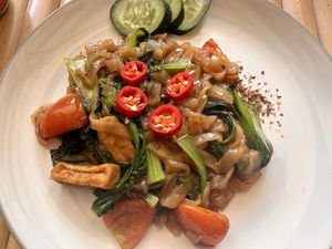 Drunken noodles  at Mai3 Veggie Kitchen - Raya Tuban in Kuta