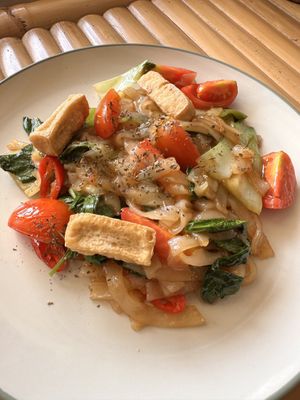 Basil rice noodle dish  at Mai3 Veggie Kitchen - Raya Tuban in Kuta