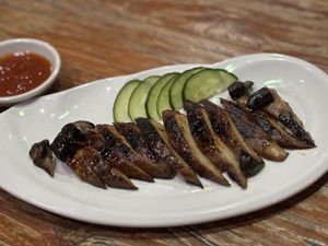 Grilled Vegan Duck / King oyster mushrooms   at Mai3 Veggie Kitchen - Raya Tuban in Kuta