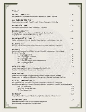 vegan menu   at Viet Pho in Frankfurt