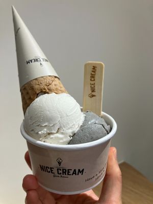 Coconut and black sesame gelato at Nice Cream in Taipei