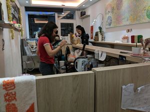 working in the shop at Nice Cream in Taipei