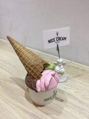 Chocolate, strawberry and matcha combo  at Nice Cream in Taipei
