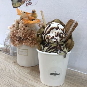 Nice cream with waffle at Nice Cream in Taipei