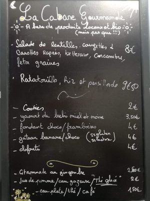 Typical menu at La Cabane Gourmande in Mouans-sartoux