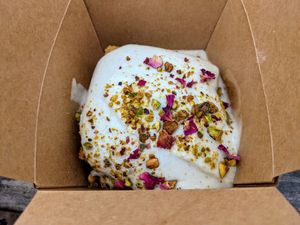Pistachio Rose Semolina Cake. at The Beer Plant in Austin