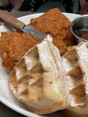 Chicken and waffles  at The Beer Plant in Austin