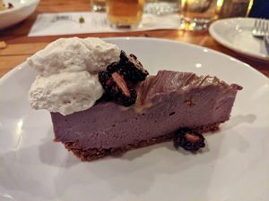 Blackberry dulce de leche cheese cake. at The Beer Plant in Austin