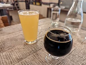 Pineapple Curuba Wheat, and the newest dark beer; pecan pie. at The Beer Plant in Austin