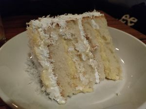 Excellent sponge cake with coconut cream at The Beer Plant in Austin
