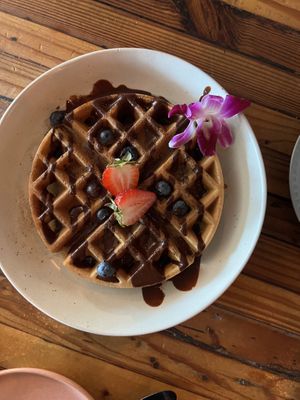 Waffle with house made “Nutella"  at The Beer Plant in Austin