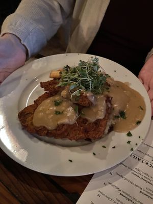Hillcountry Chicken over mashed potatoes and gravy! Totally nailed that homestyle taste and feel, was so savory and they knocked the chicken fried seitan out of the park!   at The Beer Plant in Austin