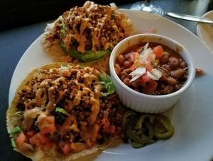 Tacos, too spicy for my taste, but great if you like spicy food. I don't, but my boyfriend loved them at The Beer Plant in Austin