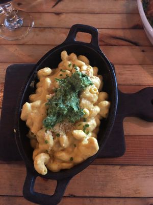 Mac and Cheese with pesto  at The Beer Plant in Austin