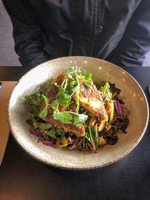 Crusted tofu on zoodles/veg  at Hoo Gah in Bendigo