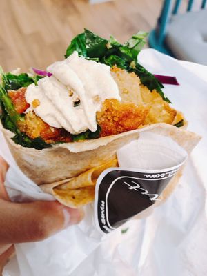 Vegan buffalo chicken wrap 비건 버팔로 치킨랩  at Sprout Korea Natural Whole Food Service in Seoul