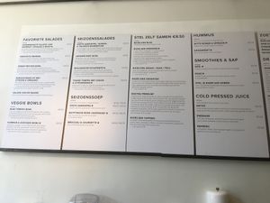 Menu at SLA - Middenweg in Amsterdam