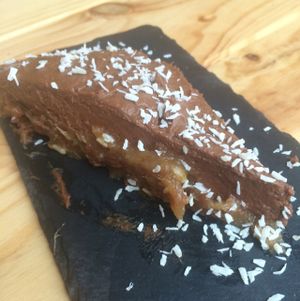 raw chocolate and avocado cake at Foodprintz Cafe in Lisbon