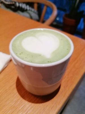 Matcha latte at Raw Nest in Krakow