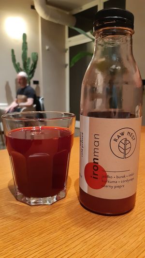 Bloody lovely that is. I'd definitely have that again. It's got a very wholefood flavour a rich sweetness to it. at Raw Nest in Krakow