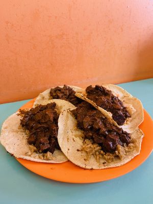 Tacos with Mole and Pastor filling - awesome!   at El Rincon de Tacotlan in Puebla