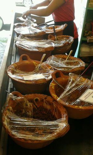 taco fillings to choose from at El Rincon de Tacotlan in Puebla