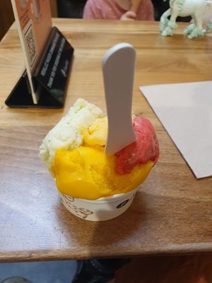 Mango, Erdbeer, Passionsfrucht, Limette-Basilikum at Amorino in Avignon