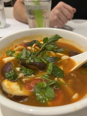 Tom yam soup, deeelicious with lots of flavor and not too much tomato.  at Veggielicious Thai in Petaling Jaya