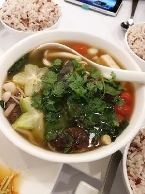 Clear Tom Yum Soup at Veggielicious Thai in Petaling Jaya