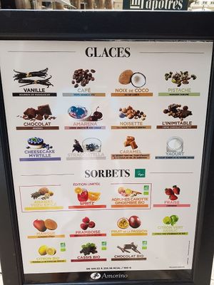 menu at Amorino in Strasbourg