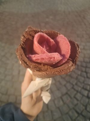 Cono cioccolato bio e pera ibisco at Amorino in Strasbourg