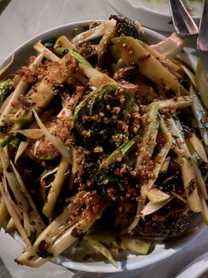 Quinoa Brussels sprouts with truffle oil  at Ladybird in New York City