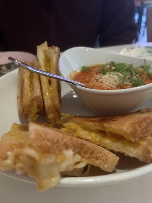 Grilled cheese with tomato cheese sauce   at Ladybird in New York City