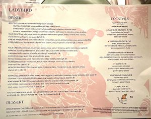 Ladybird Menu  at Ladybird in New York City