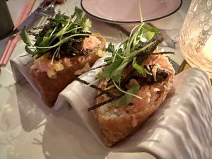 Inari Nest fried tofu yuba….  at Ladybird in New York City