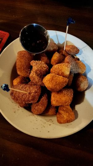 Cinnamon Dough Balls (order without whip cream) #Veganuary at Broad Ripple Brewpub in Indianapolis